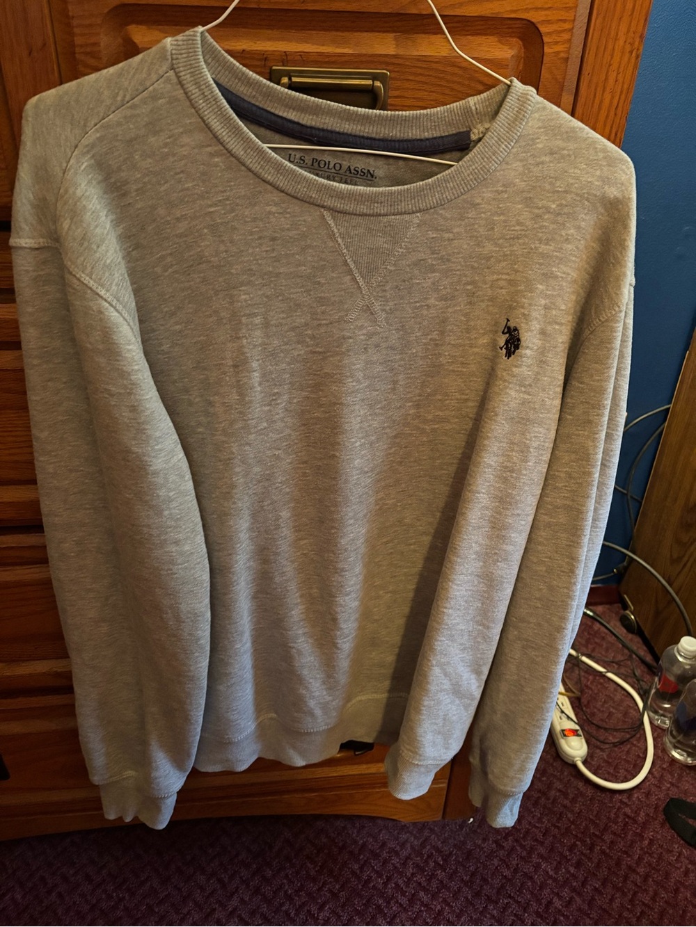 U.S. Polo Assn. Men's Light Gray Crewneck Sweatshirt with Embroidered Logo